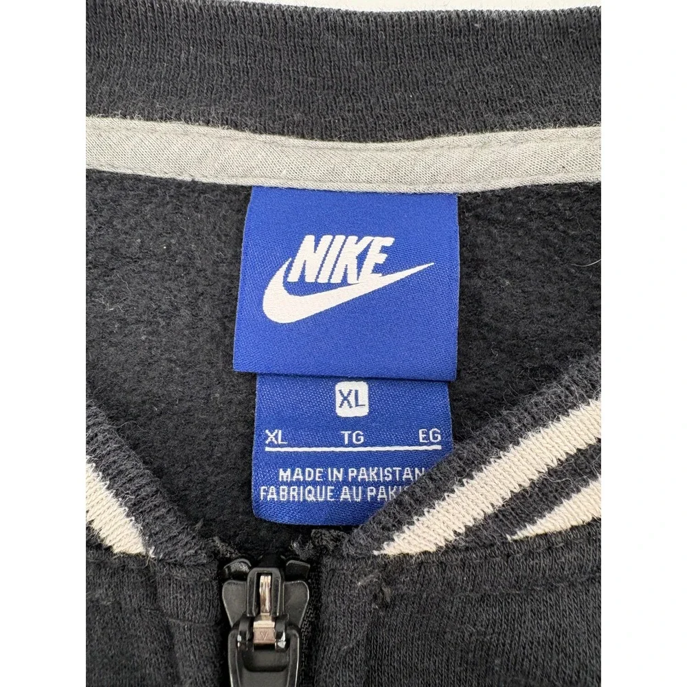Nike Black Bomber Jacket Athletic Style Varsity Stripe‎ Full Zip Women's XL